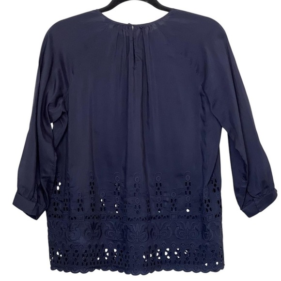 Madewell Blouse Womens XS Eyelet Embroidered Sleeve Shirt Top Silk Blend - Picture 5 of 12